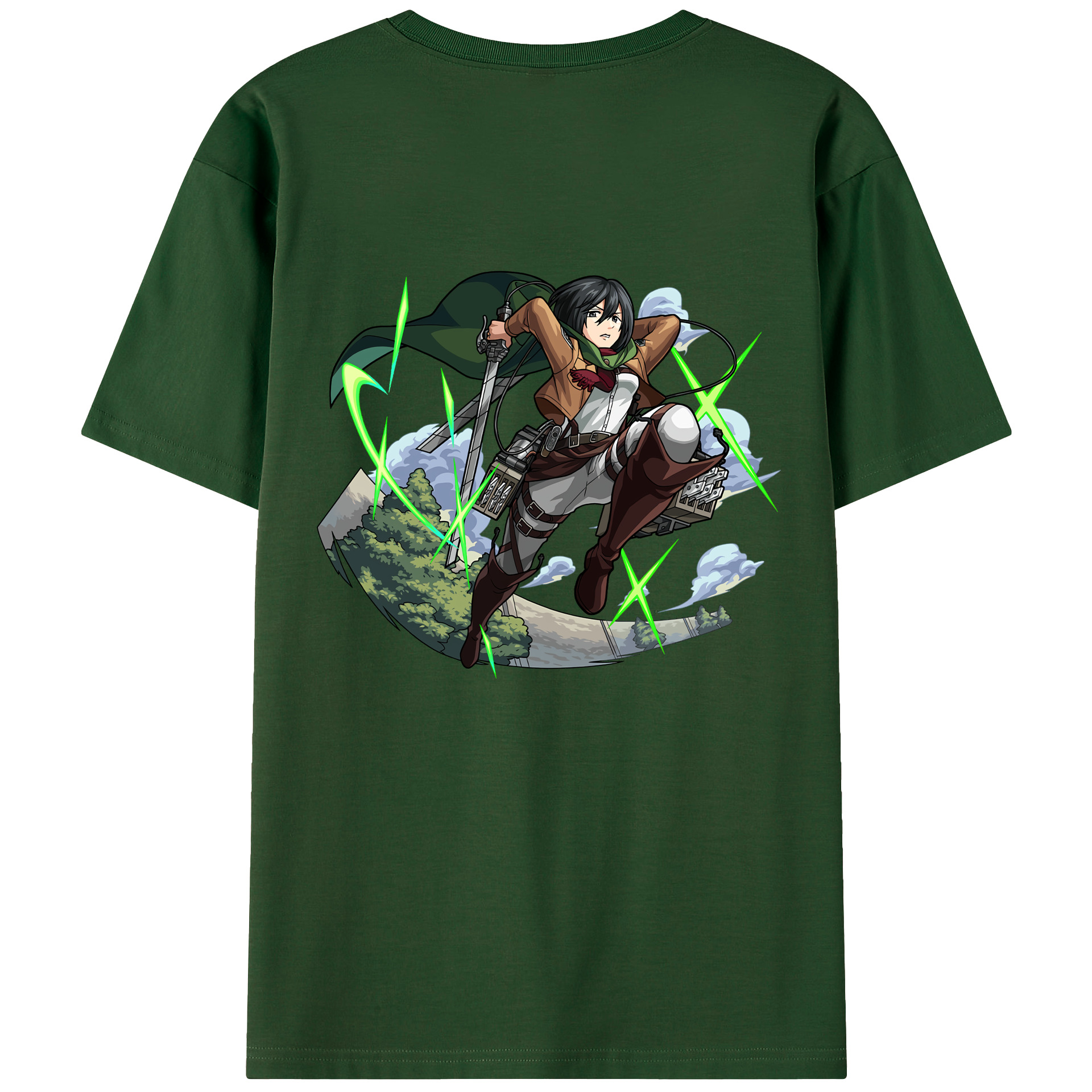 （画像用） 進撃の巨人 ミカサ·アッカーマン Attack on Titan Mikasa Ackerman 綿100％半袖Tシャツ（背面プリント）